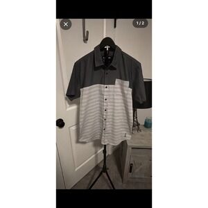 Zoo York Mens Short Sleeve Button Up Shirt Gray Stripe Pocket Casual Size L